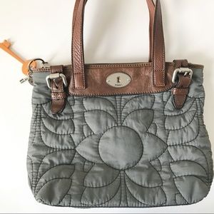 Grey Quilted Fossil purse